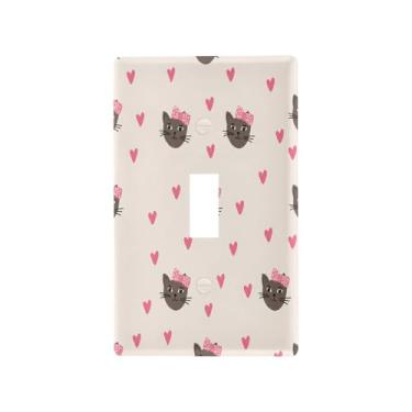 Imagem de Wassud Placa decorativa para interruptor de luz de gato marrom escuro para tomadas elétricas, interruptor único, 11 x 7 cm