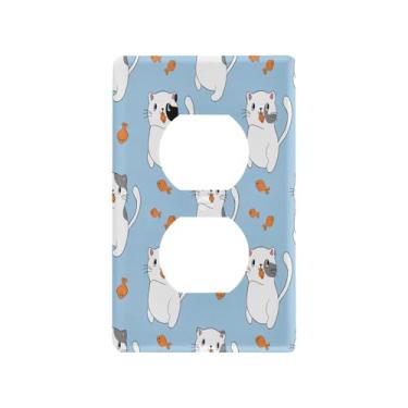 Imagem de Wassud Cute Cats Placa decorativa para interruptores de luz, placa de parede para tomadas elétricas duplex