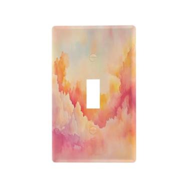 Imagem de Wassud Placa de cobertura para interruptor de luz, aquarela, nuvem, sonhadora, decorativa, placa de parede para tomadas elétricas, interruptor único, 11 x 7 cm