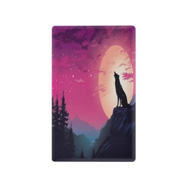 Imagem de Wassud Placa de cobertura para interruptor de luz, saída dupla, placa de parede, lobo, lua, noite, decoração de casa, sala de estar, quarto, decoração