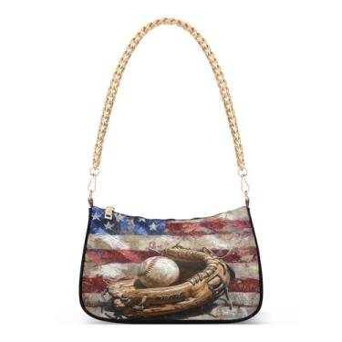 Imagem de CEBUGI Bolsas transversais femininas bolsa de ombro luva de beisebol e bolsas de bola bolsa clutch elegante com alça de corrente