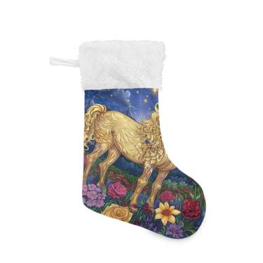 Imagem de xigua Meia de Natal de cavalo colorida personalizada grande meia de doces para pendurar presente de Natal para decoração de festa de férias em família, decoração de lareira