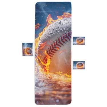Imagem de STAYTOP Capa de toalha de cadeira de beisebol flame, capa macia para espreguiçadeira, capas de cadeira de praia com bolsos para jardim, pátio, pátio, banhos de sol, gramado, 215 x 76 cm
