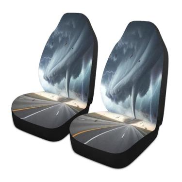 Imagem de CEBUGI Capas de assento de carro 1 peça capa de assento frontal respirável antiderrapante protetores de assento automotivo capas de assento de tornado para a maioria dos caminhões SUV carros