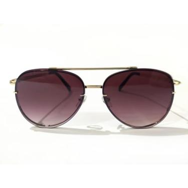 Imagem de Óculos de Sol Feminino Aviador Premium Degradê Armação Metal UV400 (Marrom Degradê)