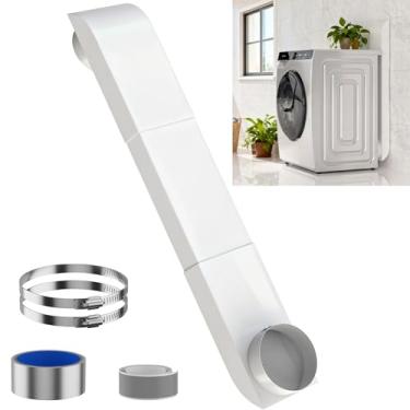 Imagem de Ventilação de secador de periscópio atualizada, duto de ventilação de secador plano, kit de ventilação de secadora ajustável inoxidável de 10 cm com fita de alumínio para espaços apertados, duto