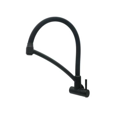 Imagem de Torneira Pia Cozinha De Parede Gourmet Arco Flexível 1/4v Preto Fosco