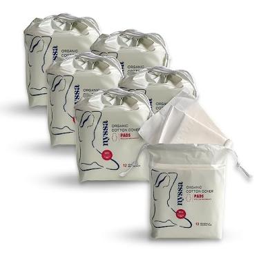 Imagem de Nyssa Absorventes noturnos de algodão orgânico – absorventes femininos ecológicos – guardanapos sanitários de higiene menstrual para adolescentes e adultos, (6 x 12) pacote com 72, elegível para