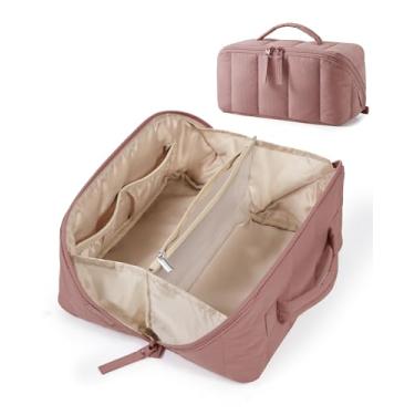 Imagem de BAGSMART Bolsa de maquiagem inchada, Rosa escuro