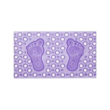 Imagem de Tapete Antiderrapante para Box Banheiro com Ventosas 40x70cm – Tapete de Chuveiro Massageador para Pés Segurança Antiescorregante (RoxoQuadrado)