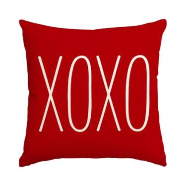 Imagem de Conjunto de capa de almofada de 1 peça (45,7 x 45,7 cm): tecido creme vermelho durável macio – decoração de quarto de sala de estar para dia dos namorados, lavável na máquina aconchegante, detalhes em