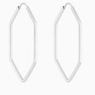 Imagem de Brinco Argola Hexagonal Prata 925 Legítima Fio Quadrado - Princesa das