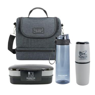 Imagem de Kit Bolsa Térmica, Marmita, Garrafa 700ml E Porta Escovas Preto