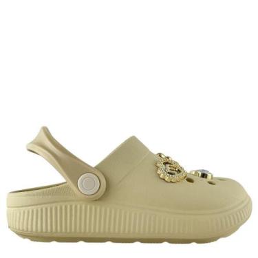 Imagem de Sandália Infantil Menina Molekinha Com Acessórios, Creme, 29/3