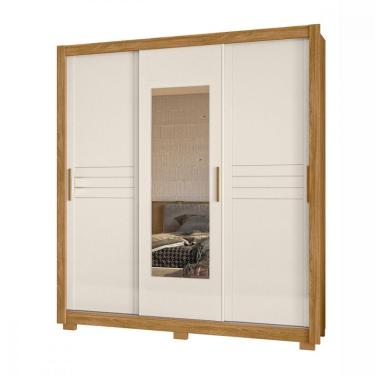 Imagem de Guarda Roupa Casal Canada 3 Portas Correr Com Espelho Freijo Off White Moval Freijo Com Off White