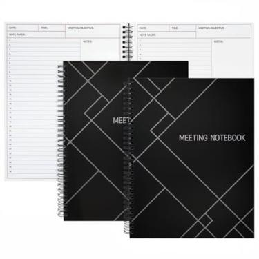 Imagem de Paper Junkie Cadernos de reunião para trabalho, 2 cadernos planejadores de projetos com agenda de reuniões, seções de minutos e anotações, organizador de trabalho em espiral plano para escritório