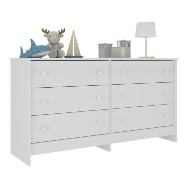 Imagem de Cômoda Infantil 136cm Com 6 Gavetas Flex Multimóveis Branco