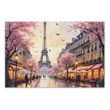 Imagem de Eiffel Cherry Blossoms Pink Puzzles for Adults, Puzzle 500 Pieces Adult, Interlock Ideally, Home Decor for Men Women