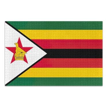 Imagem de Zimbabwe Flag Adult Puzzles, Puzzles 500 Pieces for Adults, Interlock Perfectly, Home Decor Gift Party for Men Women