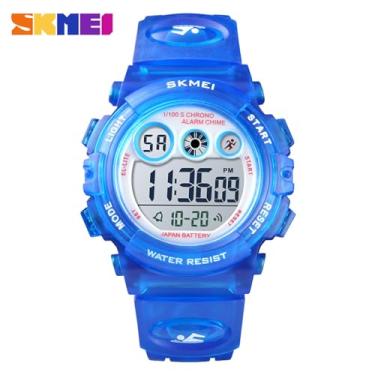 Imagem de ZJchao Relógio Infantil Esportivo Digital Com Alarme Colorido EL Light Cronômetro Exibição de Data da Semana 50M Resistente à água Unissex Relógio Infantil para Meninos Azul Céu Azul ()