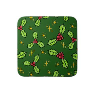 Imagem de Ladrilho Decorativo de Cerâmica Estampa Padrão Sem Costura Cerejas de Natal e Estrelas