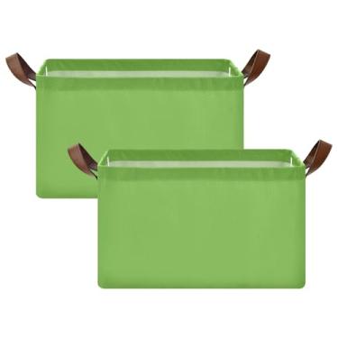 Imagem de Cestos de prateleira grandes para armazenamento de cobertores, cesta de armazenamento de cobertor para armazenamento e organização de trailers, 17 x 29 x 25 cm, verde, pacote com 2