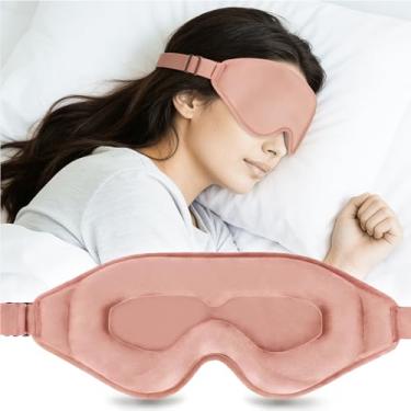Imagem de Máscara de dormir para mulheres e homens copo contornado em 3D sem pressão máscara para dormir ajustável macia para olhos vendados à noite (rosa)