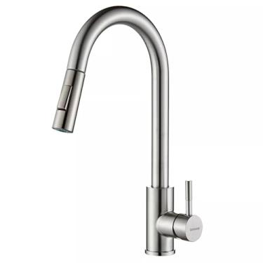 Imagem de Torneira Monocomando de Cozinha Gourmet Pia Bancada com Bico Pull Down Extensível 360º Flexível Aço Inox 304 Prata Brinovar