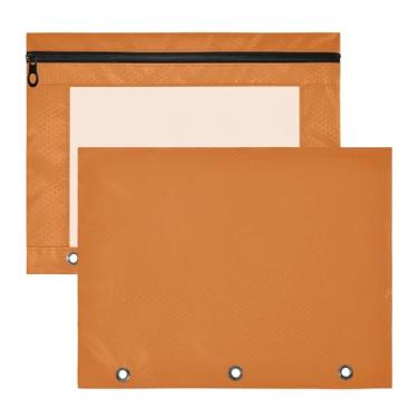 Imagem de Estojo de caneta com zíper de 3 furos chocolate transparente para fichário, pacote com 2, 31 x 24 cm