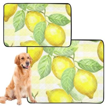 Imagem de Almofadas de xixi para animais de estimação em aquarela com folhas verdes limão para cães, tapete absorvente extra grande para treinamento de penico, tapete impermeável para caixa, pequeno x pacote