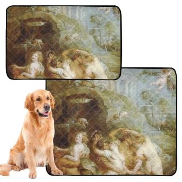 Imagem de TSENQUE Almofadas de xixi laváveis para animais de estimação, à prova d'água, tapete de cachorro fofo Rubens Bacchanalia cena ninfas sátiros reutilizável almofada de xixi para gatos absorventes