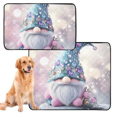 Imagem de TSENQUE Almofadas laváveis para cães e gatos reutilizáveis para animais de estimação, almofada fofa de gnomo de diamante, tapete absorvente à prova d'água para gaiola de cachorro, médio + grande