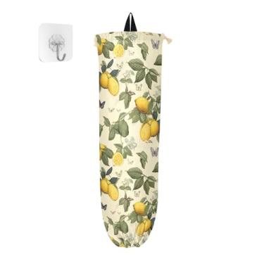 Imagem de 2 pacotes vintage de limões com borboletas, dispensador de sacolas de supermercado, organizador de bolsa de parede, organizador de bolsas para armazenamento de sacolas plásticas de cozinha