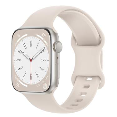 Imagem de Pulseira esportiva compatível com Apple Watch para mulheres e homens 38/40/41/42/44/45/46/49 mm, pulseira de silicone macio de substituição à prova d'água (44/45/45/49 mm, gream)
