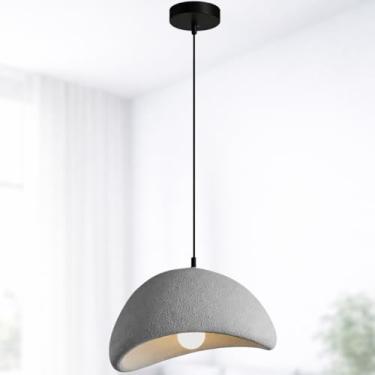 Imagem de Gimpo, Lustre Pendente 40cm Luminária Japonesa Wabi-Sabi Orgânico Cogumelo Concreto Gimpo LTJ40-CINZA-B