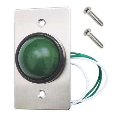 Imagem de Interruptor de botão de pressão para sair de aço inoxidável verde Pressione para sair Botão de porta do painel com acabamento escovado com parafusos para conjunto de bloqueio de controle de acesso