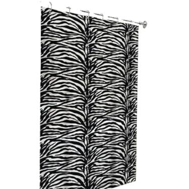 Imagem de Cortina de Box Banheiro PVC com Ilhós Antimofo Resistente Impermeável Várias Estampas cortina banheiro para Uso Diário Residencial ou Comercial com Boa Vedação e Privacidade(Zebra C/Ganchos)