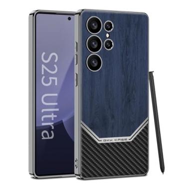 Imagem de LYJSMGZ Capa magnética para Samsung Galaxy S25 Ultra/S25 Plus/S25, proteção de câmera com tudo incluído, moldura galvanizada, capa de couro PU à prova de choque, azul, S25 Ultra