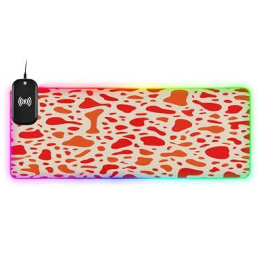 Imagem de CEBUGI Mouse pad de carregamento sem fio Animal Print 15 W rápido para jogos com 14 iluminação LED RGB para jogos, PC, laptop, mesa 90,9 x 39,9 cm