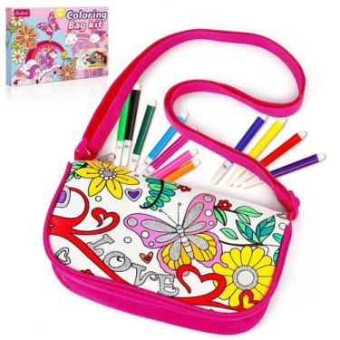 Imagem de Bolsa para colorir Ambesi Color Your Own Bag com 12 canetas coloridas