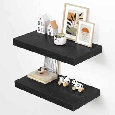 Imagem de Dreamland Prateleiras flutuantes de 61 cm para parede, prateleiras flutuantes pretas de 30,5 cm mais grossas, prateleiras montadas na parede para quarto, sala de estar, cozinha, banheiro - Conjunto de
