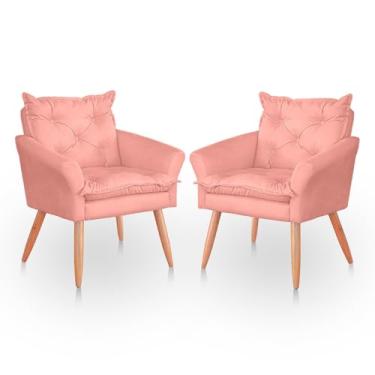 Imagem de Kit 02 Cadeira Poltrona para Sala e Quarto Confortável e Reforçada (Rosa)