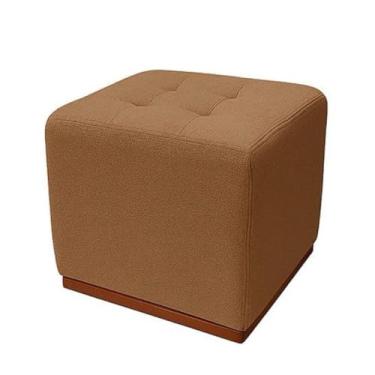 Imagem de Kit Com 2 Puff Quadrado Decorativo Tecido Bouclé Quarto Sala Descanso de Pé Sala，Quarto(Capuccino)