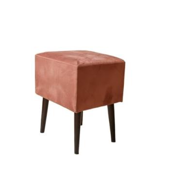 Imagem de Puff Quarto，Banquetas Quadrada Modelo Pé Removível Tecido de Sued Escrivaninha Puff Banquinho(Pé Ecológico Rosa)