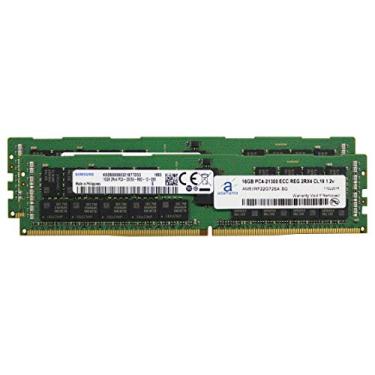 Imagem de Original de fábrica 32 GB (2 x 16 GB) compatível com Dell Poweredge, Precision DDR4 2666MHZ PC4-21300 ECC Chip registrado RDIMM 2Rx4 CL19 1.2v Atualização de memória RAM de servidor Adamanta