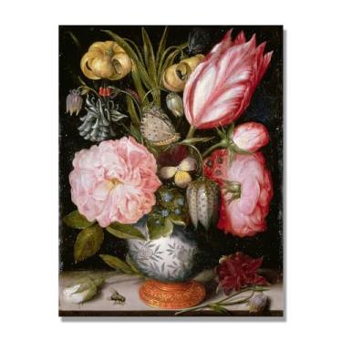 Imagem de NHLDZYH Flores clássicas ainda vida em tela retro buquê de flores pinturas estilo country decoração de parede para cozinha e sala de estar. B50. 30 x 40 cm apenas tela