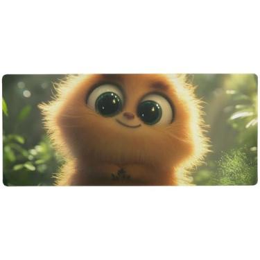 Imagem de Tapete de mouse para jogos verde pequeno monstro fofo controle de precisão, mouse pad para jogos grande, 80 x 39,9 cm, mouse pad para computador