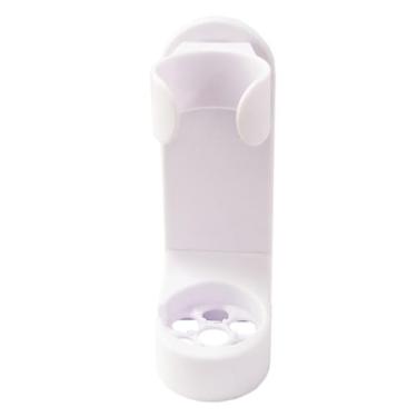 Imagem de Suporte Elétrico de Parede Organizador Escova Dentes Adesivo para Banheiro e Chuveiro com 7 Buracos Drenagem 6 Pontos Elevados Fácil Montagem ABS