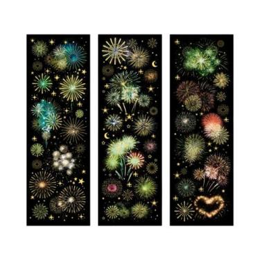Imagem de Adesivos PET De Fogos De Artifício Longos, 3 Folhas, Etiquetas Adesiva