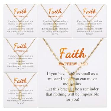 Imagem de Xyulaan 6 peças, colar de sementes de mostarda, joias cristãs delicadas, banhadas a ouro, presentes para mulheres, pingente de mostarda, Zinco, Sem Pedra Preciosa